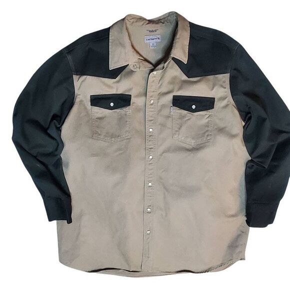 Carhartt Western Style Pearl Snap Heavy Weight Work Shirt Size 3X - Picture 2 of 10